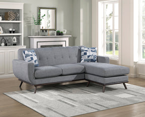 Solid Wood Reversible Sofa Chaise Gray Chenille Upholstered Decorative Pillows Mid-Century Modern Living Room Furniture 1pc - sold by Home Elegance USA