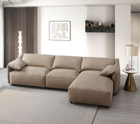 Veata Light Brown Suede Sectional Sofa - sold by Home Elegance USA