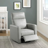 Contemporary Swivel Recliner Chair Comfort Gliding Motion Living Room Furniture 1pc Luxurious Smoke Faux Leather Upholstery