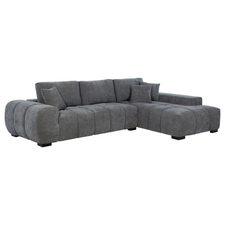 Plather Charcoal Grey Upholstered Sectional Chaise Sofa - sold by Home Elegance USA