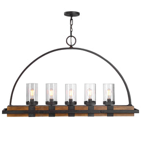 Atwood 5 Light Rustic Linear Chandelier - Light Brown / Black by Uttermost - View 1