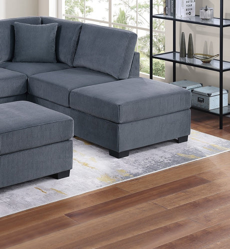 Contemporary Sectional Sofa Set Reversible L/R Chaise Sofa Dark Gray Corduroy Upholstered Pillows Living Room Furniture - sold by Home Elegance USA