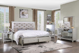 Acme - Sliverfluff EK Bed W/Led & Storage BD00241EK Synthetic Leather & Champagne Finish