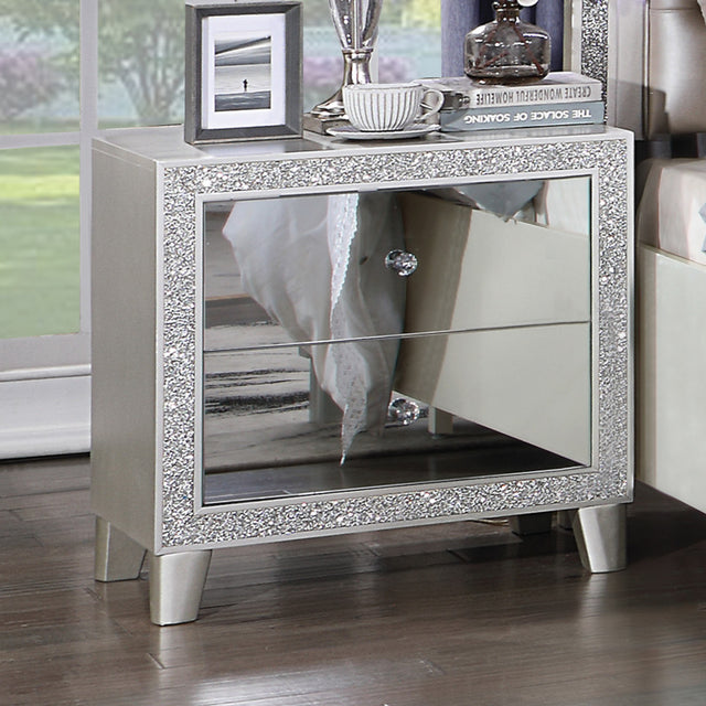 Acme - Sliverfluff Nightstand BD00243 Mirrored & Champagne Finish