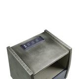 Acme - Doris Nightstand W/USB & Electric Lock BD00440 Gray Top Grain Leather & Aluminum