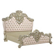 Acme - Vatican EK Bed BD00461EK Synthetic Leather , Light Gold & Champagne Silver Finish