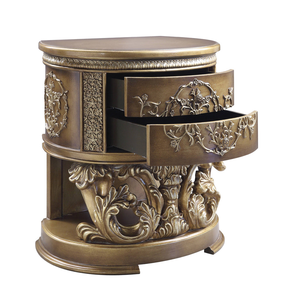 Acme - Constantine Nightstand BD00472 Brown & Gold Finish