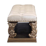 Acme - Constantine Bench BD00476 Light Gold Synthetic Leather , Brown & Gold Finish