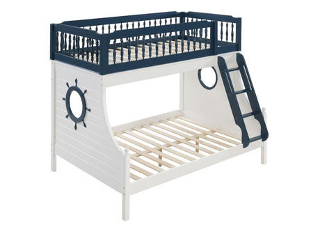 Acme - Farah Twin/Full Bunk Bed BD00493 Navy Blue & White Finish