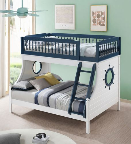 Acme - Farah Twin/Full Bunk Bed BD00493 Navy Blue & White Finish