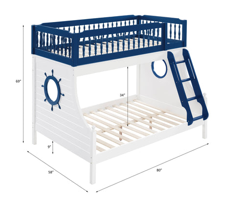 Acme - Farah Twin/Full Bunk Bed BD00493 Navy Blue & White Finish