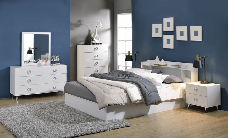 Acme - Perse Queen Bed W/Storage BD00548Q White Finish