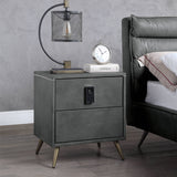 Acme - Doris Nightstand W/USB & Electric Lock BD00556 Gray Top Grain Leather