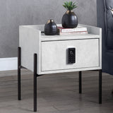 Acme - Metis Nightstand W/USB & Electric Lock BD00557 Vintage White Top Grain Leather