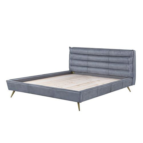 Acme - Doris EK Bed BD00562EK Gray Top Grain Leather