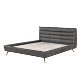 Acme - Doris Queen Bed BD00563Q Gray Top Grain Leather