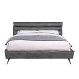 Acme - Doris Queen Bed BD00563Q Gray Top Grain Leather