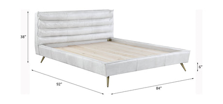 Acme - Doris EK Bed BD00564EK Vintage White Top Grain Leather