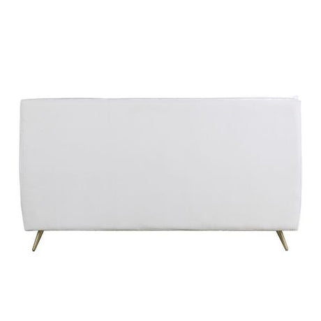 Acme - Doris Queen Bed BD00565Q Vintage White Top Grain Leather