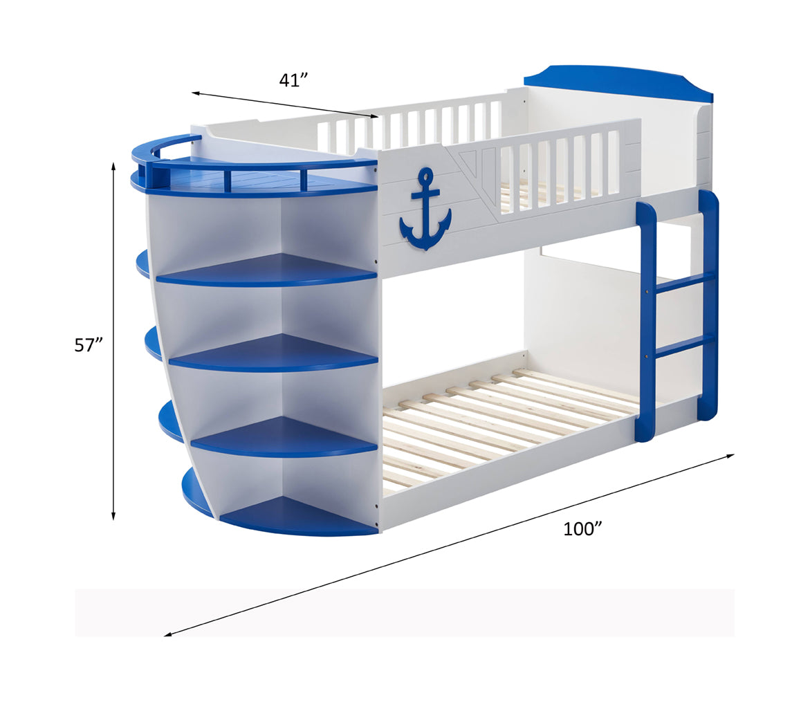 Acme - Neptune Twin/Twin Bunk Bed BD00577 Sky Blue & White Finish