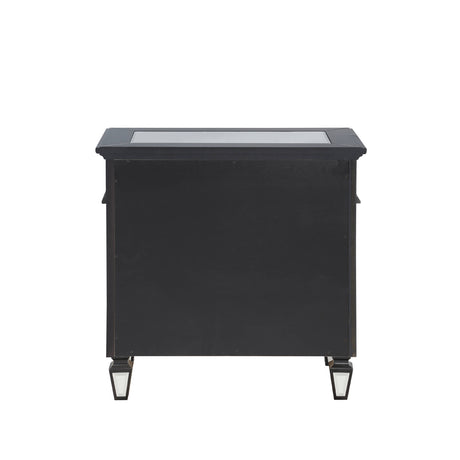 Acme - Varian II Nightstand BD00585 Mirrored, Black & Sliver Finish