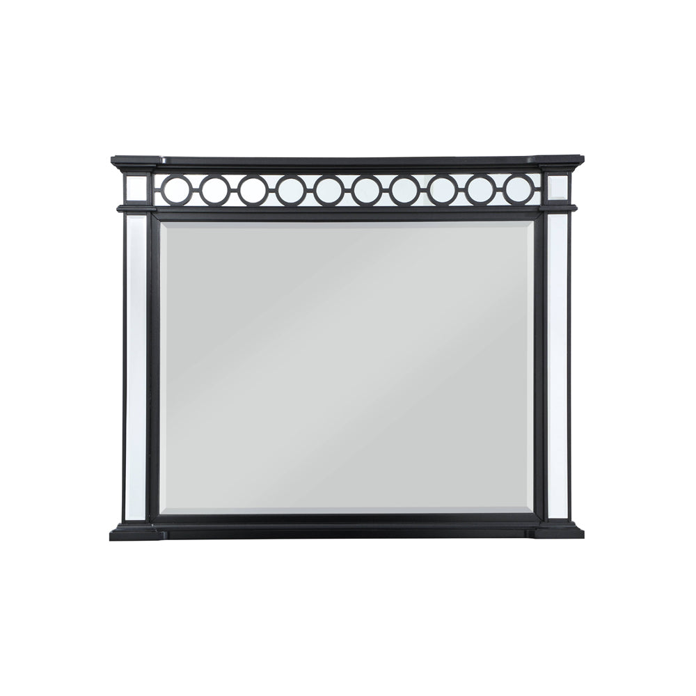 Acme - Varian II Mirror BD00586 Mirrored, Black & Sliver Finish