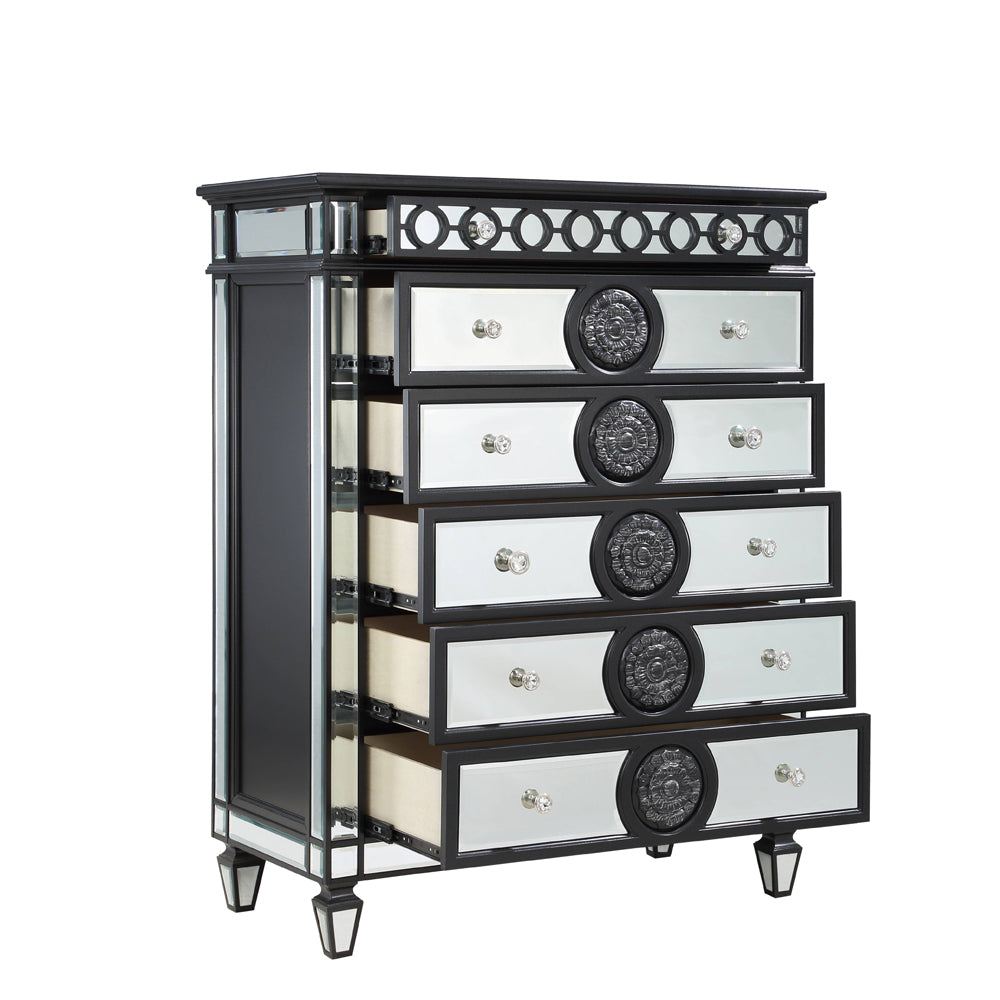 Acme - Varian II Chest BD00588 Mirrored, Black & Sliver Finish