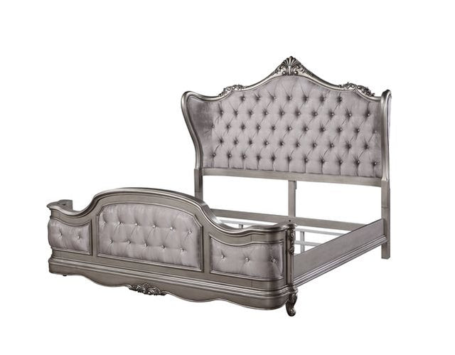 Ariadne Queen Bed BD00603Q Velvet & Antique Platinum Finish | Acme - BD00603Q - Home Elegance USA - 1