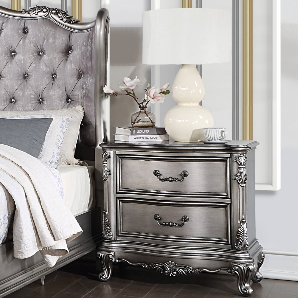 Ariadne Nightstand BD00604 Antique Platinum Finish | Acme - BD00604 - Home Elegance USA - 1