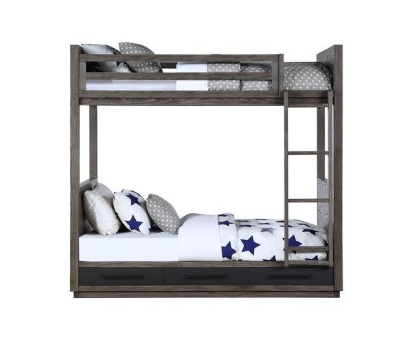 Acme - Estevon Twin/Twin Bunk Bed W/Storage BD00613 Gray Oak Finish