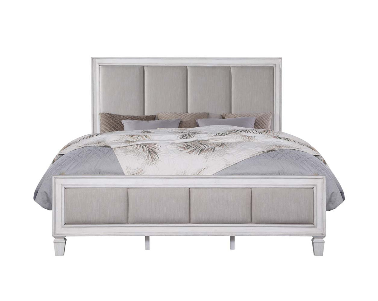 Acme - Katia CK Bed BD00658CK Light Gray Linen, Rustic Gray & Weathered White Finish