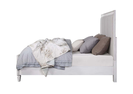 Acme - Katia CK Bed BD00658CK Light Gray Linen, Rustic Gray & Weathered White Finish