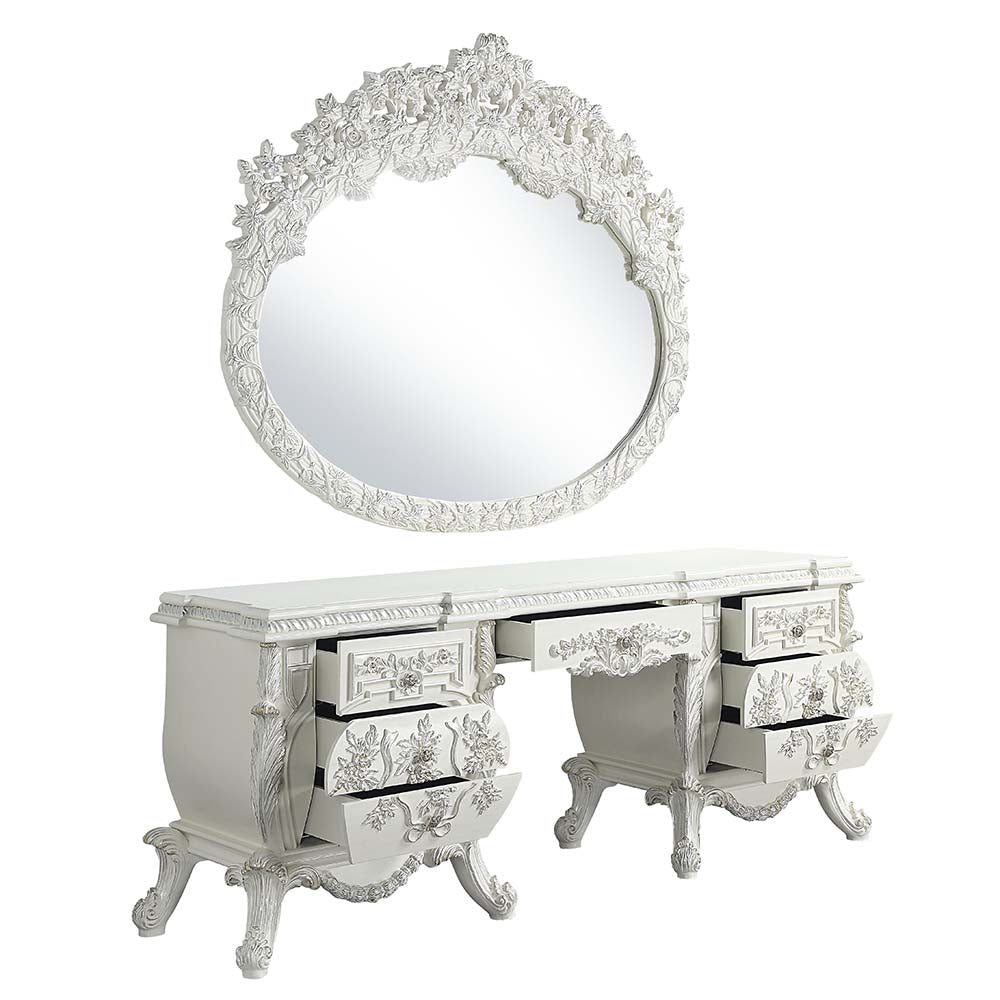 Acme - Vanaheim Vanity Desk BD00674 Antique White Finish