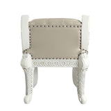 Acme - Vanaheim Vanity Stool BD00675 Beige Synthetic Leather & Antique White Finish