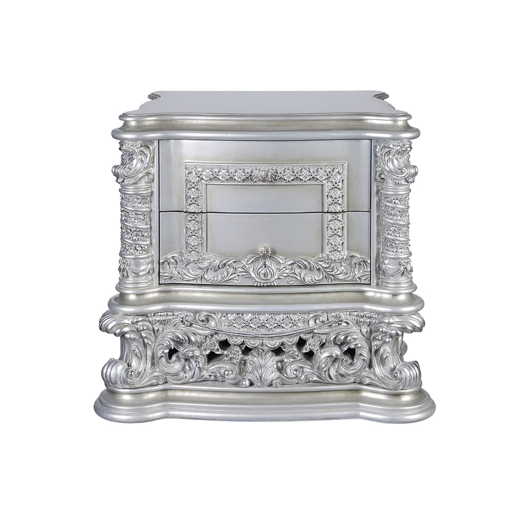 Acme - Valkyrie Nightstand BD00684 Antique Platinum Finish