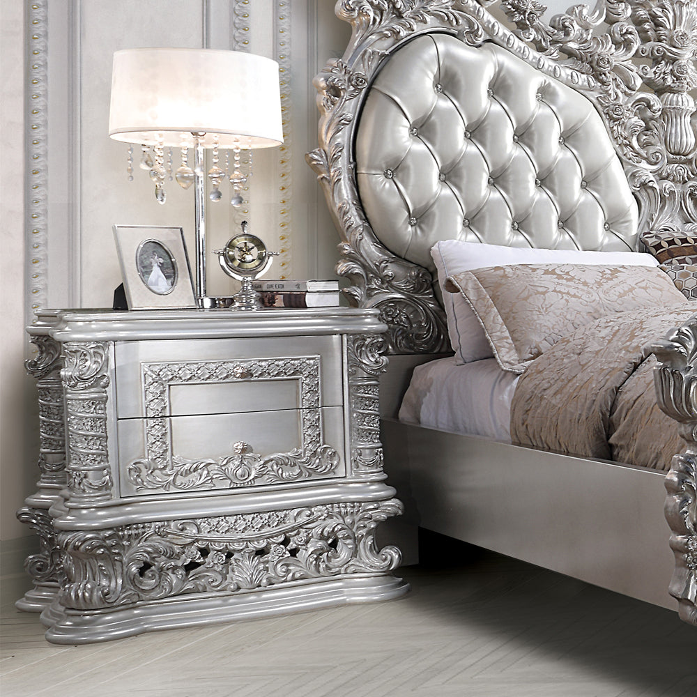 Valkyrie Nightstand BD00684 Antique Platinum Finish | Acme – Home