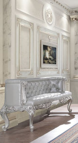 Acme - Valkyrie Bench BD00688 Synthetic Leather & Antique Platinum Finish