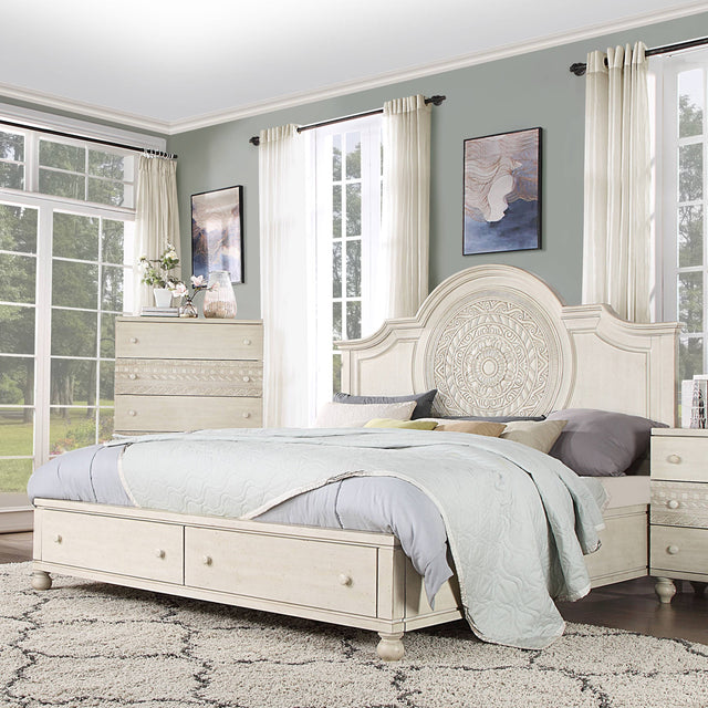 Acme - Roselyne CK Bed BD00693CK Antique White Finish