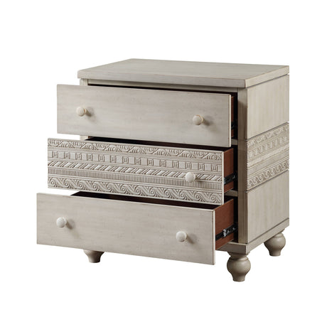 Acme - Roselyne Nightstand BD00696 Antique White Finish