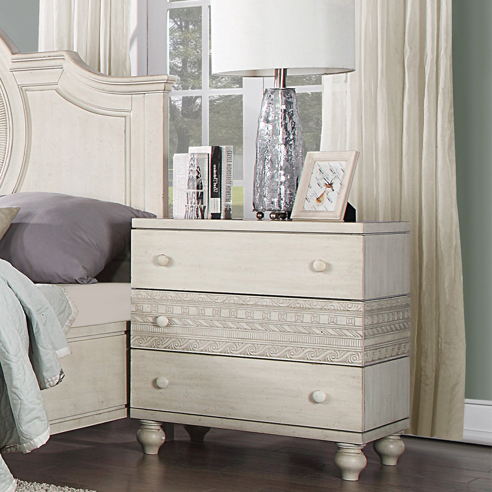 Acme - Roselyne Nightstand BD00696 Antique White Finish