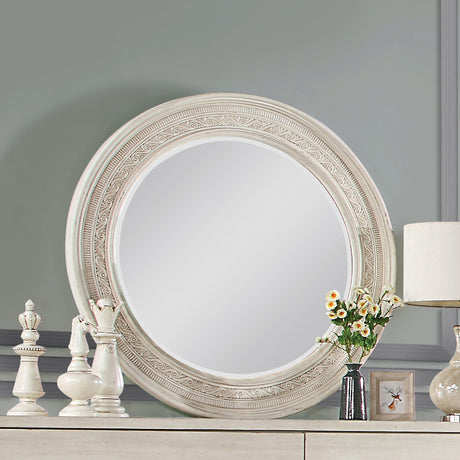 Acme - Roselyne Mirror BD00697 Antique White Finish