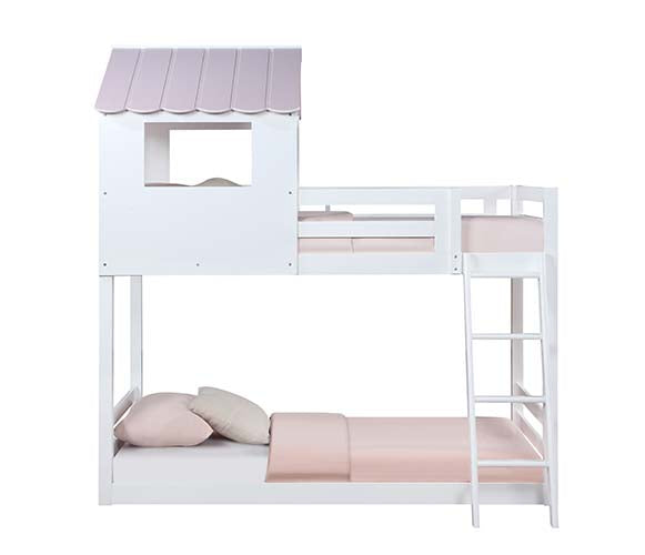 Acme - Solenne Twin/Twin Bunk Bed BD00705 White & Pink Finish