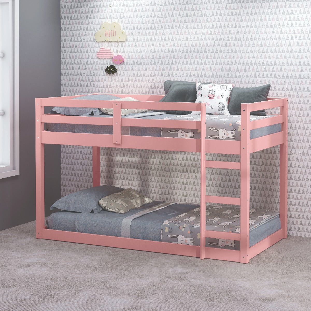 Acme - Gaston II Twin Loft Bed BD00768 Pink Finish