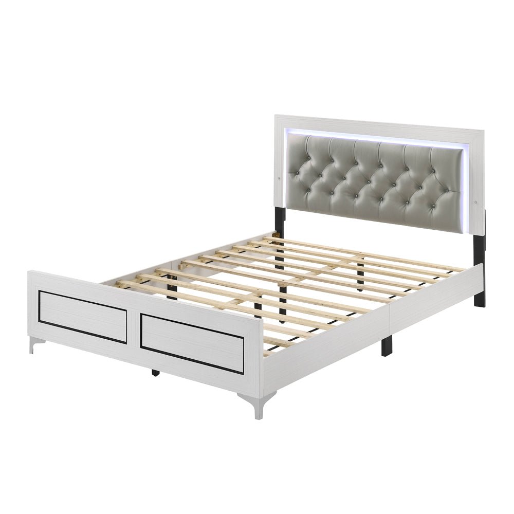 Casilda EK Bed W/Led BD00806EK Gray Synthetic Leather & White Finish | Acme - BD00806EK - Home Elegance USA - 3