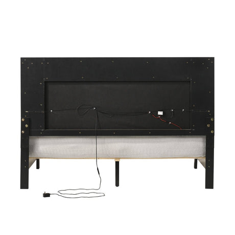 Casilda EK Bed W/Led BD00806EK Gray Synthetic Leather & White Finish | Acme | Home Elegance USA