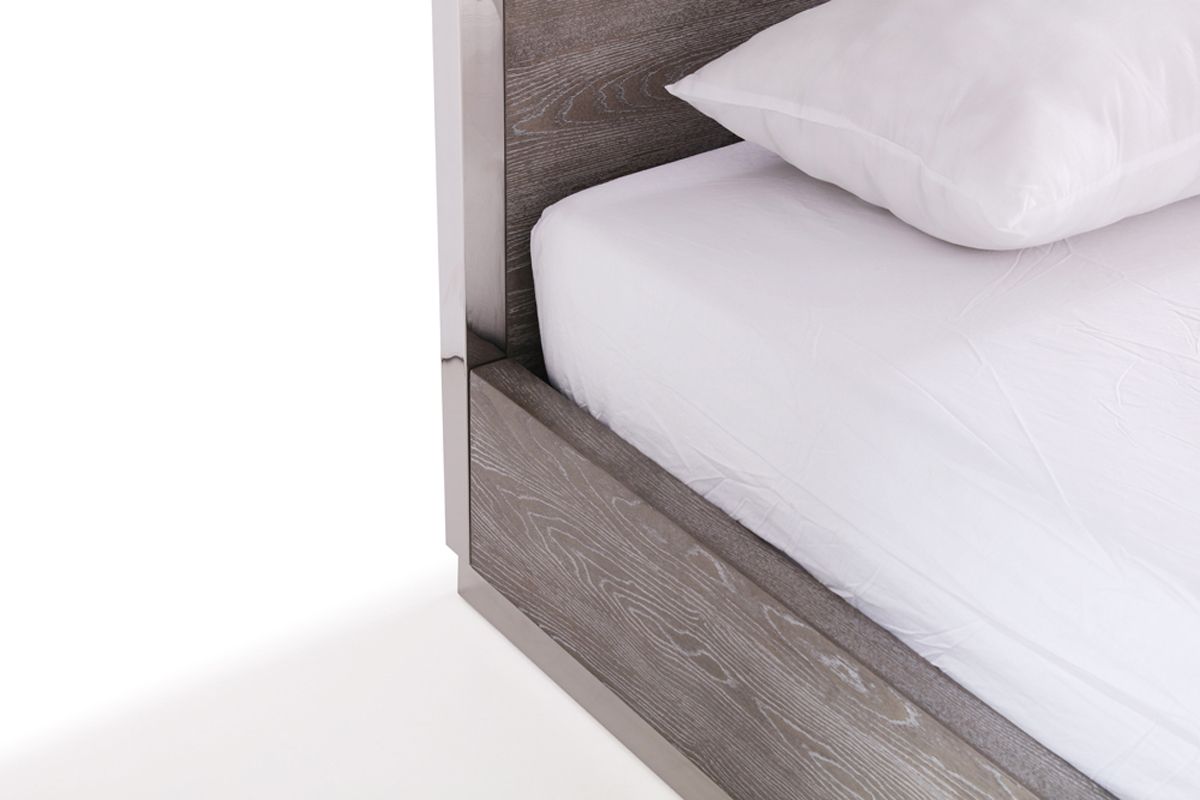 Eastern King Arlene Modern Grey Elm & Stainless Steel Bedroom Set