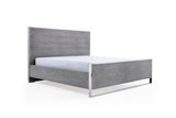 Eastern King Charlene Modern Grey Elm & Stainless Steel Bed - View Image 1