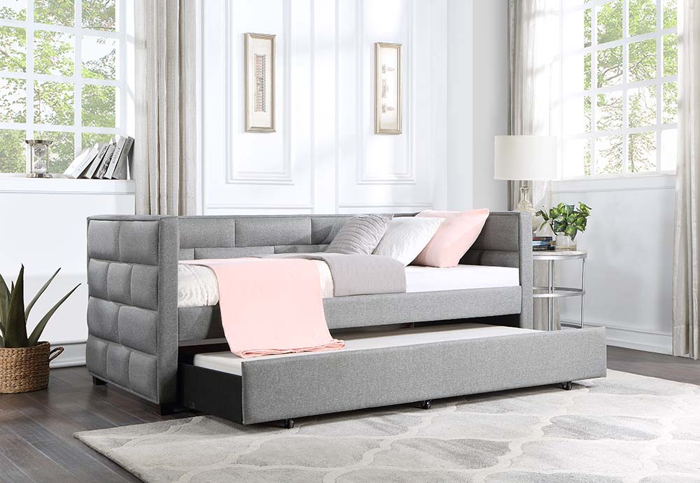 Acme - Ebbo Daybed W/Trundle (Twin) BD00955 Gray Fabric