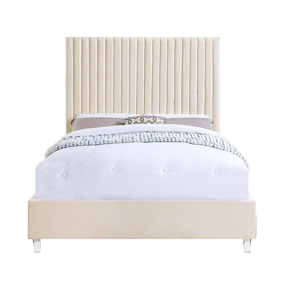 Acme - Edzia Queen Bed BD00963Q Beige Velvet