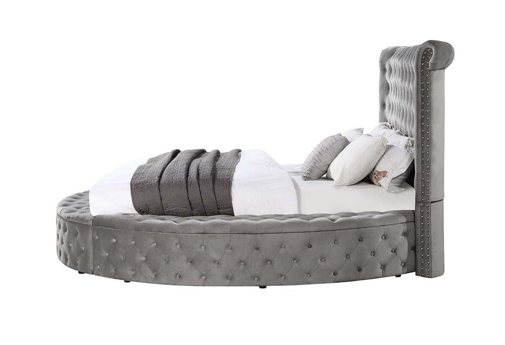 Acme - Gaiva Queen Bed W/Storage BD00967Q Gray Velvet